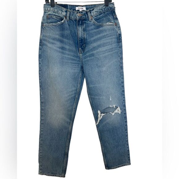 RE/DONE Worn Medium RAF 70s High-Rise Distressed Straight-Leg Jeans Size 29 - Picture 2 of 12